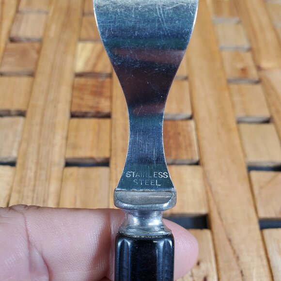 Vintage Bakelite-Handled Flatware Set – Elegant MCM Stainless Steel Black Handle - Picture 13 of 14